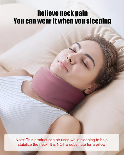 Neck Brace for Sleeping - Cervical Collar Relief Neck Pain and Neck Support Soft Foam Wraps Keep Vertebrae Stable for Relief of Cervical Spine Pressure for Women & Men Rose Pink Large Size
