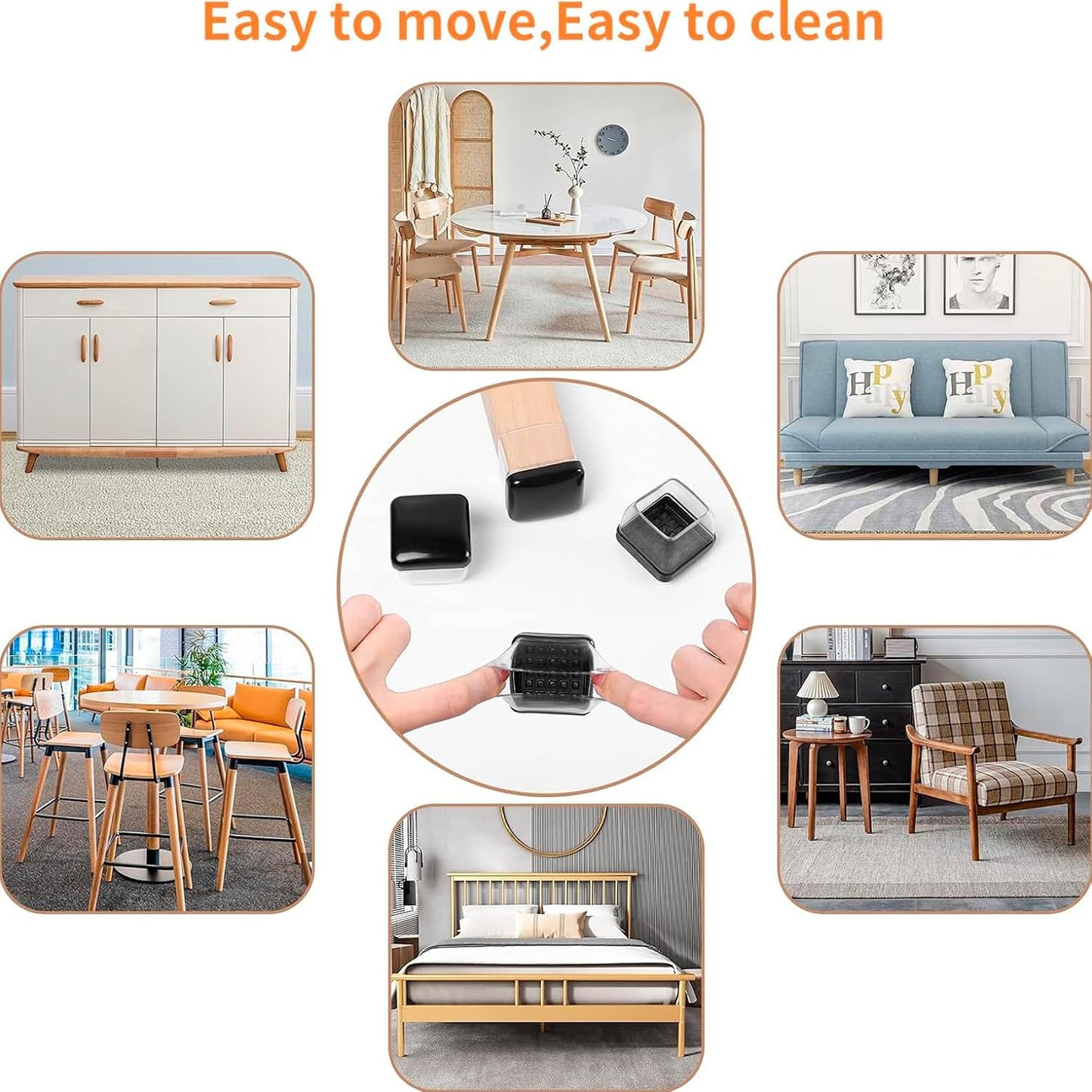 Chair Sliders for Carpet, 16PCS Furniture Sliders for Carpeted Floors & Hardwood Floors, Round Chair Glide Pads for Quickly and Easily Moving Furniture, Protect Floor(Clear, Fit 0.75"-1.1") | Chair Glides for Carpet & Hardwood Floor, Furniture Slides