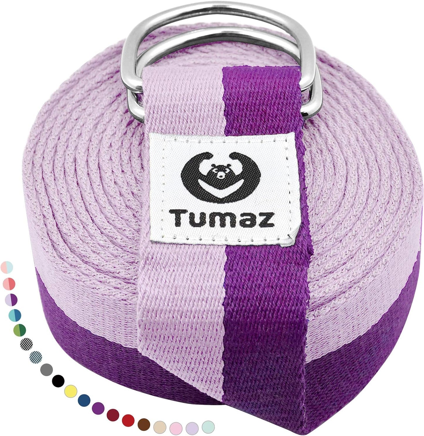 Yoga Strap for Stretching with Adjustable D-Ring, 6/8/10 ft | Adjustable D-Ring | Soft Cotton Blend | 15+ Colors | Non-Elastic Yoga Belt for Pilates Stretching & Physical Therapy