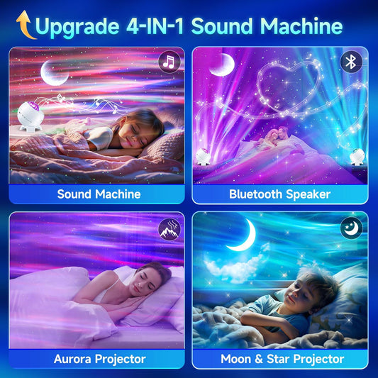 Baby Sound Machine with Night Light Projector,30 Sounds White Noise Machine | 31 Colors&4 Films,Remote,Timer,3 Brightness,360° Rotation,Sleep Soother,Sensory Light Autism Toys,Baby Shower Gifts,Baby Kids