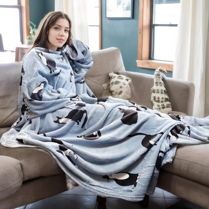 Catalonia Wearable Blanket with Sleeves & Foot Pocket for Adults | Soft Fleece Throw Wrap with Hands-Free Comfort, Perfect for Reading, TV Time & Relaxing, Christmas Gift for Women & Men