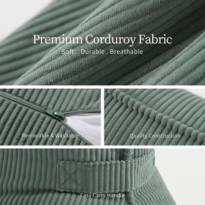 Pat. Pend. Corduroy Lumbar Support Back Pillow for Watching TV, Reading & Gaming, Ergonomic Triangle Support Cushion for Sofa, Armchair & Bed Sitting, Removable Washable Cover, Beige Gray