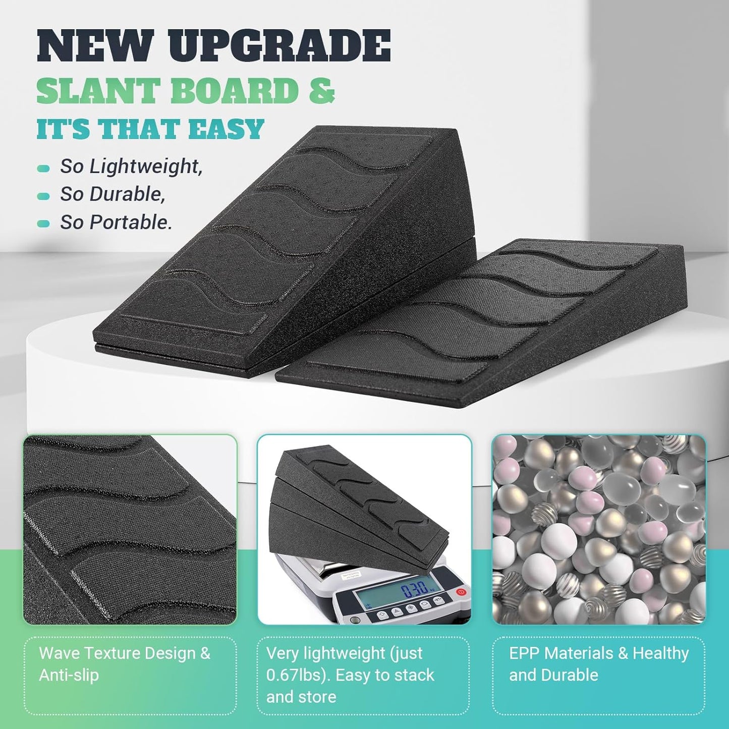 Squat Wedge Block, 960 LBS Weight Capacity, Slant Board for Calf Stretching | Training Poster & 5 Adjustable Angles, Non-Slip Yoga Foam Wedge for Exercise, Squat, Ankle Mobility, Knees & Physical Therapy