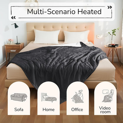 Electric Heated Blanket Full Size 72"x84" – Light Gray | ETL for Safe Overnight, 4 Heat Settings & 10H Auto Off, Dual-Sided Microplush Sherpa for Home Night, Machine washable