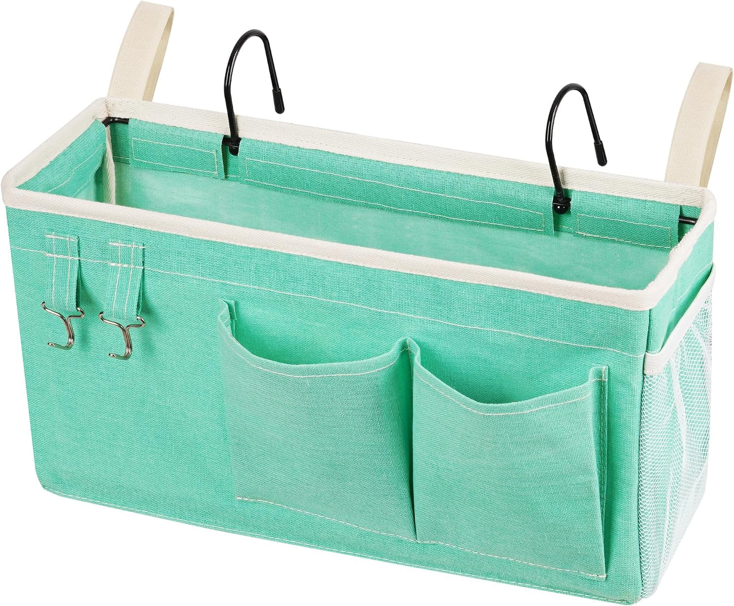 Bedside Caddy, Bedside Storage Bag Hanging Organizer for Bunk Dorm Bed Rail | Bed Caddy with Hooks, Top Bunks and Dorm Essentials for Water, Tissues, Tablets, Books, Phones, Remotes and Other Necessories