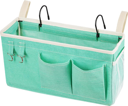 Bedside Caddy, Bedside Storage Bag Hanging Organizer for Bunk Dorm Bed Rail | Bed Caddy with Hooks, Top Bunks and Dorm Essentials for Water, Tissues, Tablets, Books, Phones, Remotes and Other Necessories