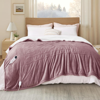 Bedsure Heated Blanket Throw Blanket with Preheat Function - Fast Heating Electric Blanket, Soft Flannel Throw with 6 Time Settings(Up to 10H), 6 Heating Settings, Gifts for Grandma (50"x60", Grey)