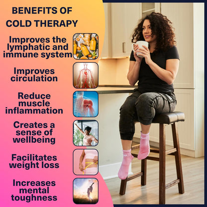 Relief Genius Cold Therapy Socks with Reusable Gel ice Packs - Achieve Relief from Sprains, Muscle Pain, Bruises, Swelling, Edema, Chemotherapy, Arthritis, Post Partum Foot (Black, Large)