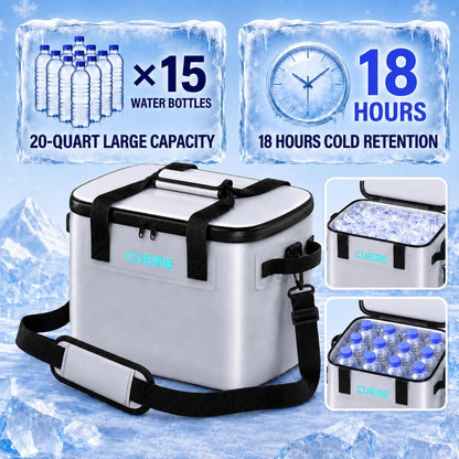 CUEME Ice Machine for Knee After Surgery with Upgraded Strap-Sewn Compression Pad (16.14'' X 14.56''), 20 QT, Programmable Timer Knee Ice Machine, Cold Therapy Machine for Shoulder/Hip/Ankle/Foot