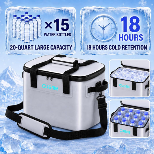 CUEME Ice Machine for Knee After Surgery with Upgraded Strap-Sewn Compression Pad (16.14'' X 14.56''), 20 QT, Programmable Timer Knee Ice Machine, Cold Therapy Machine for Shoulder/Hip/Ankle/Foot