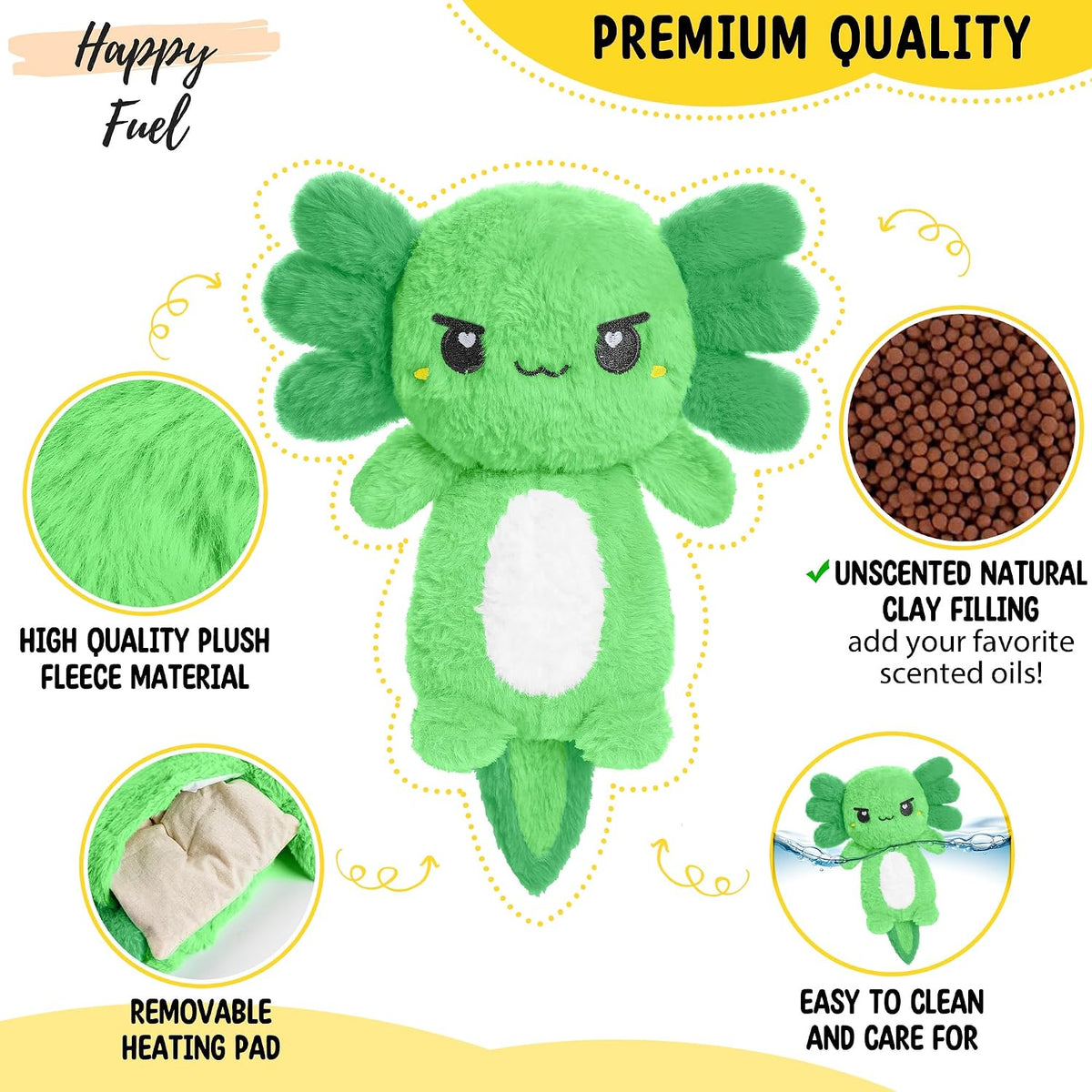 Axolotl Unscented 2Lbs Heating Pad for Neck Shoulders and Back Wrap Microwavable, Heatable 22.5" Cute Warm Stuffed Animals Neck Warmer - Axolotl Gifts for Women Girls and Kids