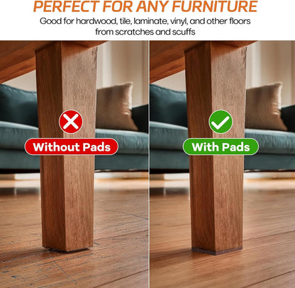 Felt Furniture Pads 10pcs 8" x 6" Adhesive Large Felt Pads, Cuttable | Chair Leg Pads, Hardwood Floor Protectors for Furniture, Black