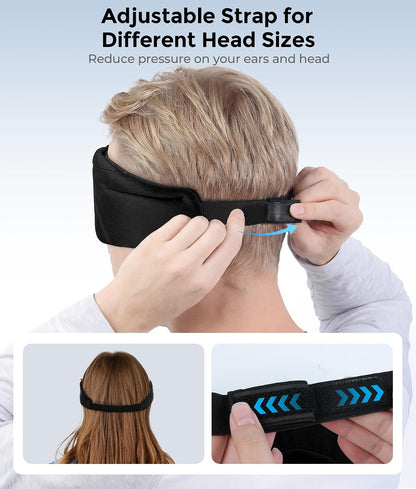 LOVE EYE Sleep Headphones Bluetooth 5.4 Sleeping Eye Mask Wireless Music Earphones with Built-in HD Speakers for Side Sleepers Cotton Sleeping Headphones for Women Men Gifts (Lavender Purple)