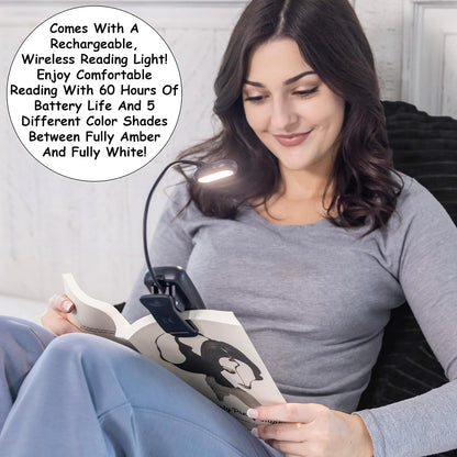 Homie Reading Pillow with Reading Light and Wrist Support, Has Arm Rests, and Back Support for Bed Rest, Lounging, Reading, Working on Laptop, Watching TV (Gray)