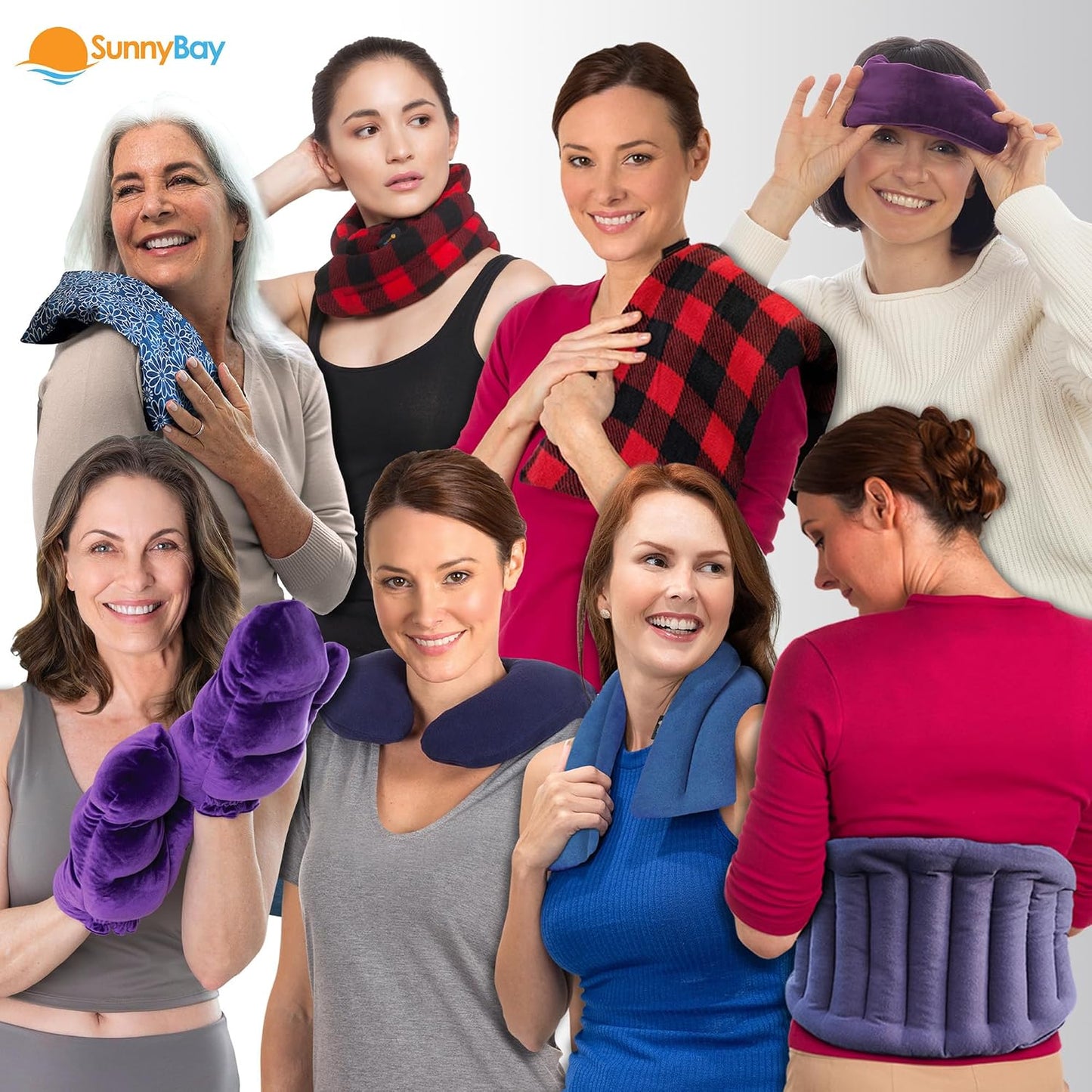 SunnyBay Small Microwave Heating Pad, Microwavable Versatile Cold/Heated Neck and Shoulder Wrap for Back Pain and More, Moist Heat Cotton-Fleece Pad, 6x11 Inches, Navy Blue and Persimmon, Pack of 2
