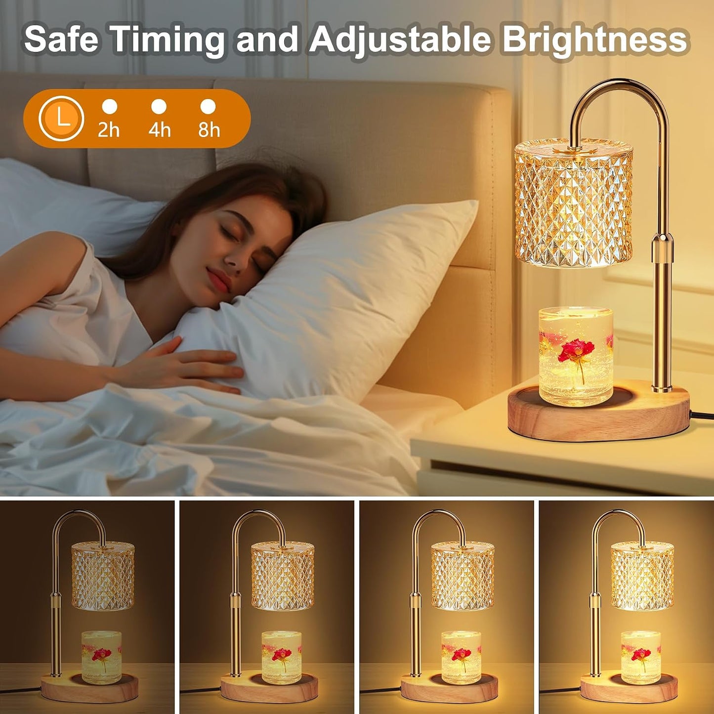 ZENLEA Candle Warmer Lamp with Timer, Candle Lamp with Dimmer, Wax Warmer Height Adjustable for Home Decor, Wax Melt Warmer for Scented Candles