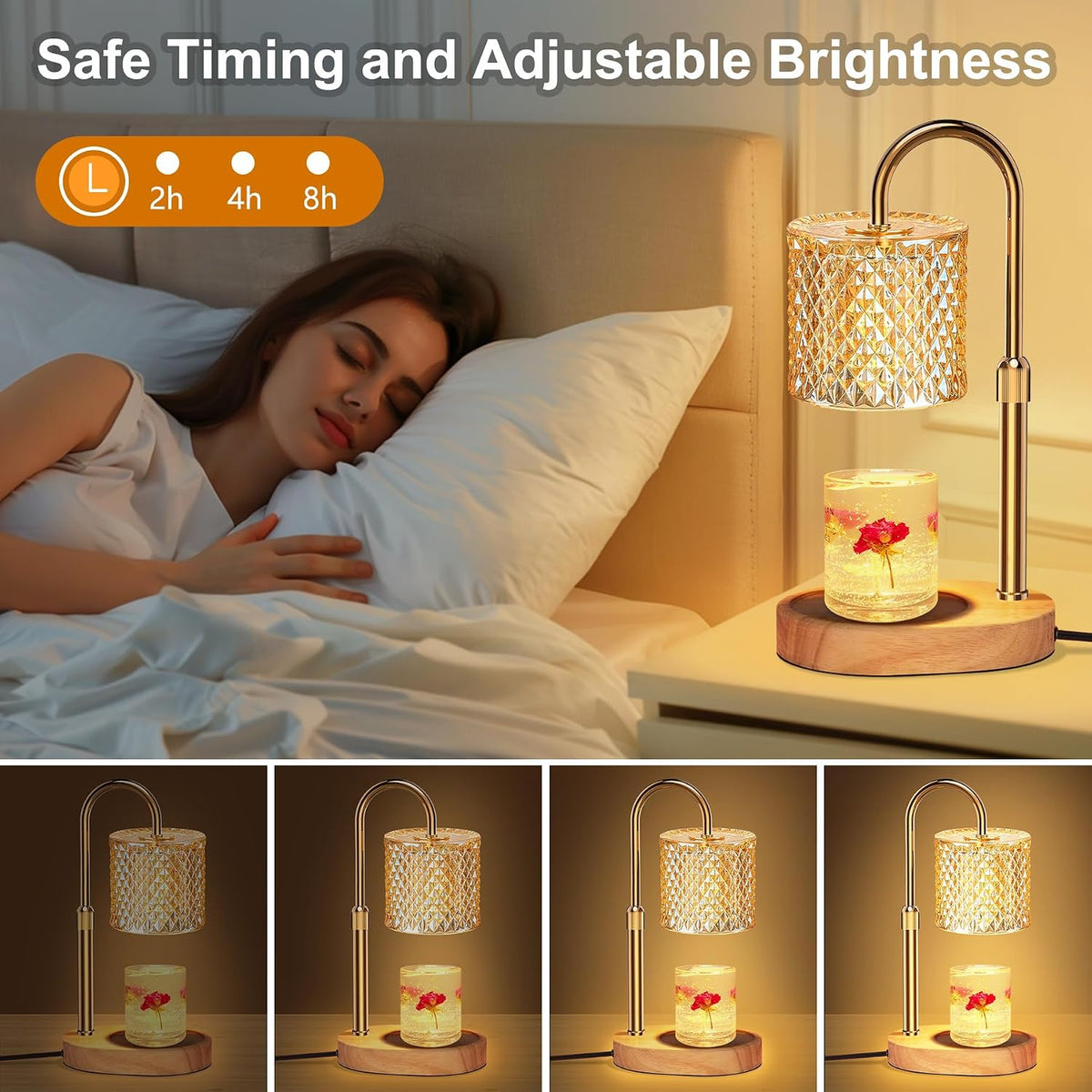 ZENLEA Candle Warmer Lamp with Timer, Candle Lamp with Dimmer, Wax Warmer Height Adjustable for Home Decor, Wax Melt Warmer for Scented Candles