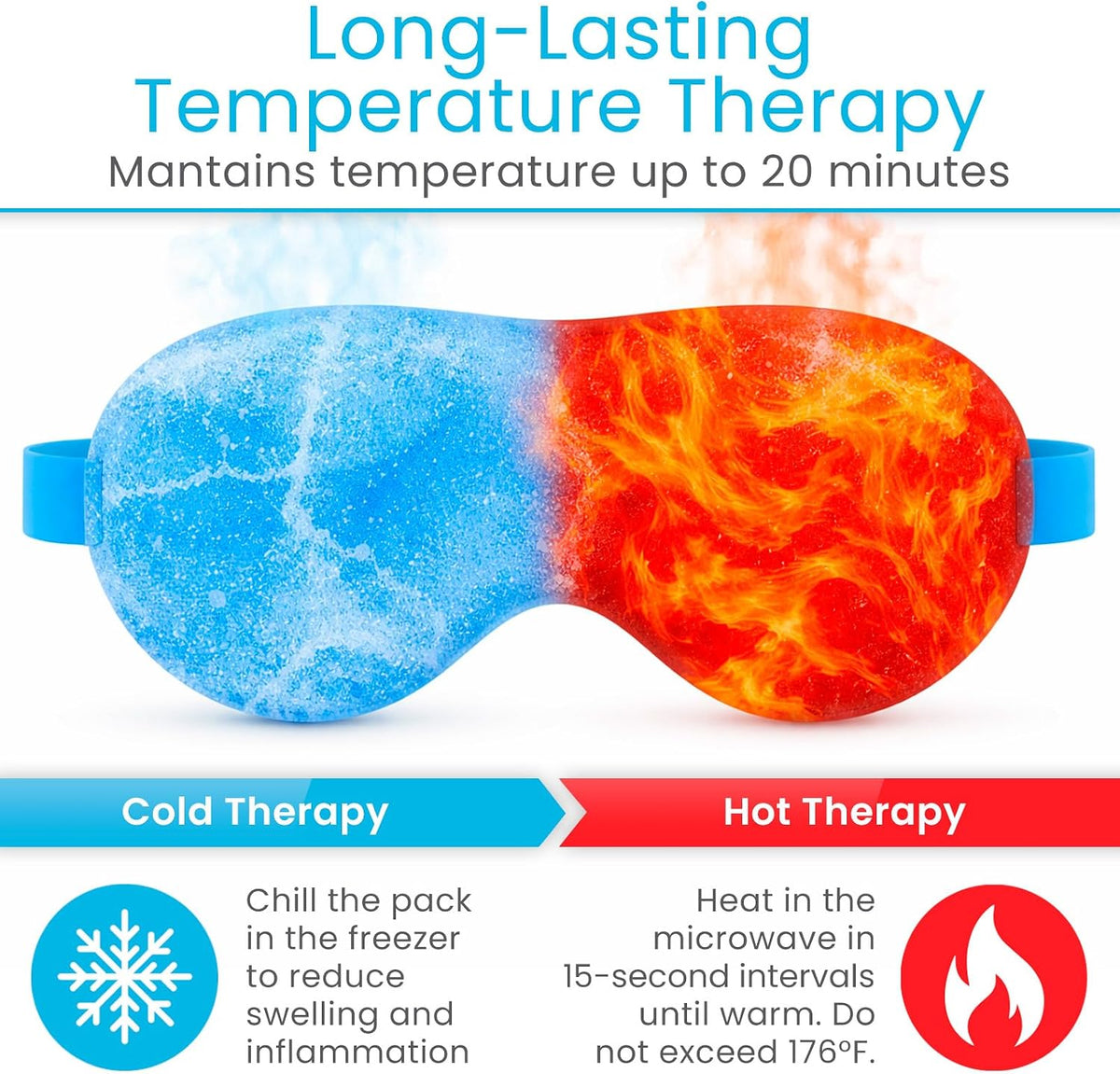 Artic Flex Heated & Cooling Eye Mask for Sleeping - Reusable Gel Ice Pack