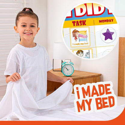 Behavior Reward Chart System - Pad with 26 Chore Charts for Kids, 2800 Stickers to Motivate Responsibility & Good Habits