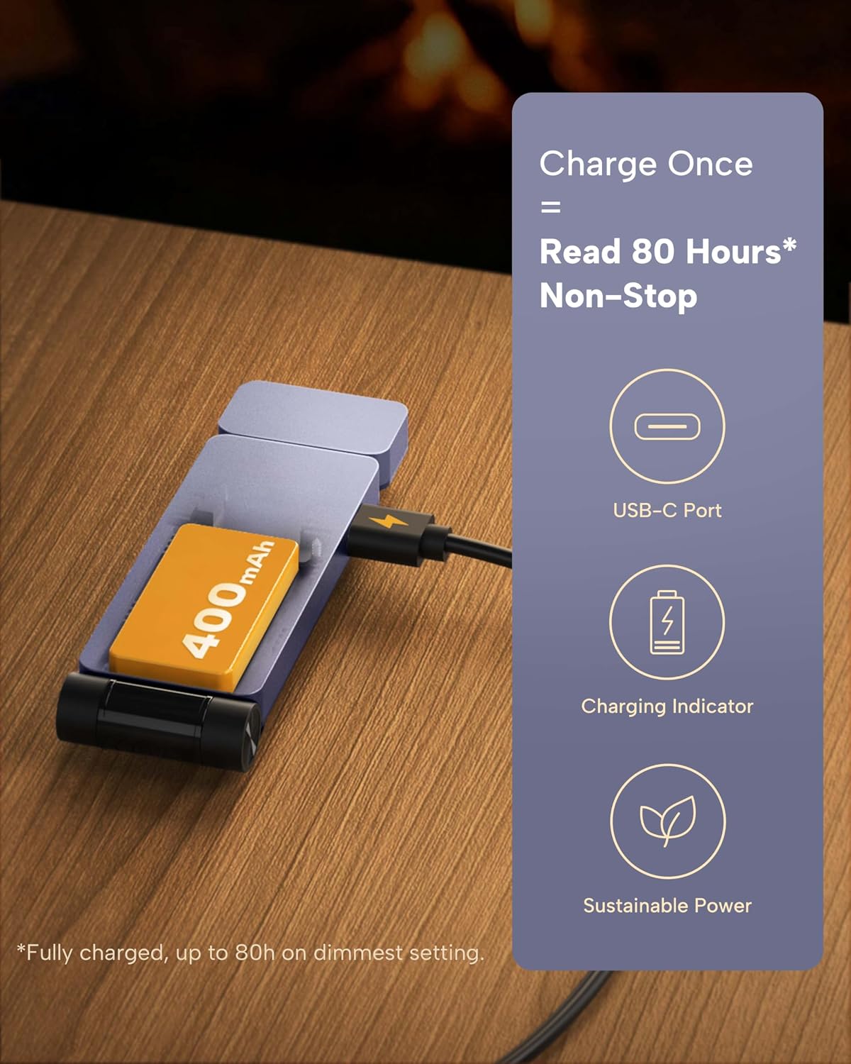 86lux Reading Light, Rechargeable Book Light for Reading in Bed, Ultralight Clip-on LED Bookmark Lamp with 3 Amber Colors & Stepless Dimming for Night Reading for Book Lovers, Kids, Pink Brown&Purple