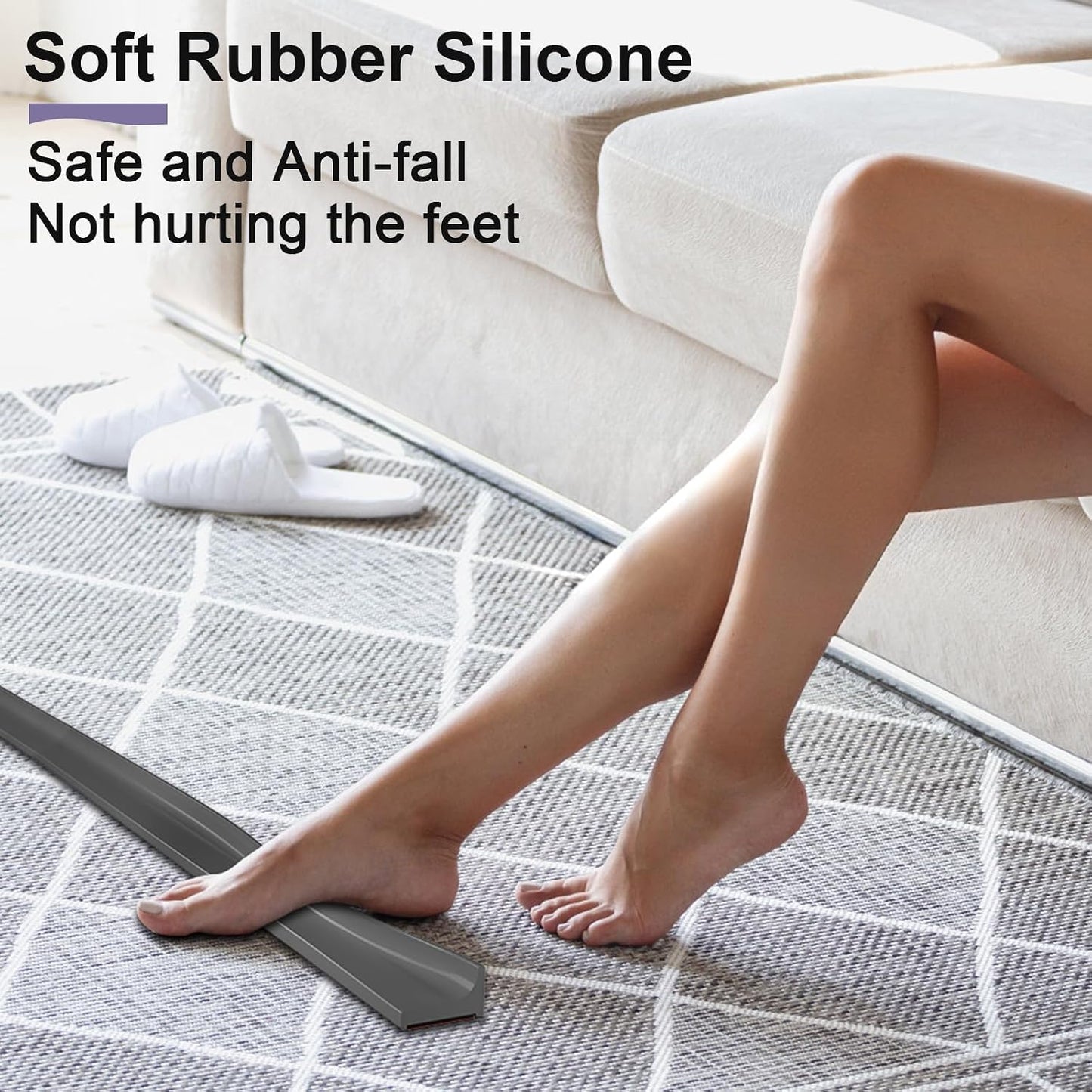 Shower Threshold Water Dam Barrier - Versatile, Silicone Shower Water Guard Stopper Seal Strip for Bathroom Floor, Bathtub Rim, Kitchen Countertop (White, 59 In/ 1.5M)