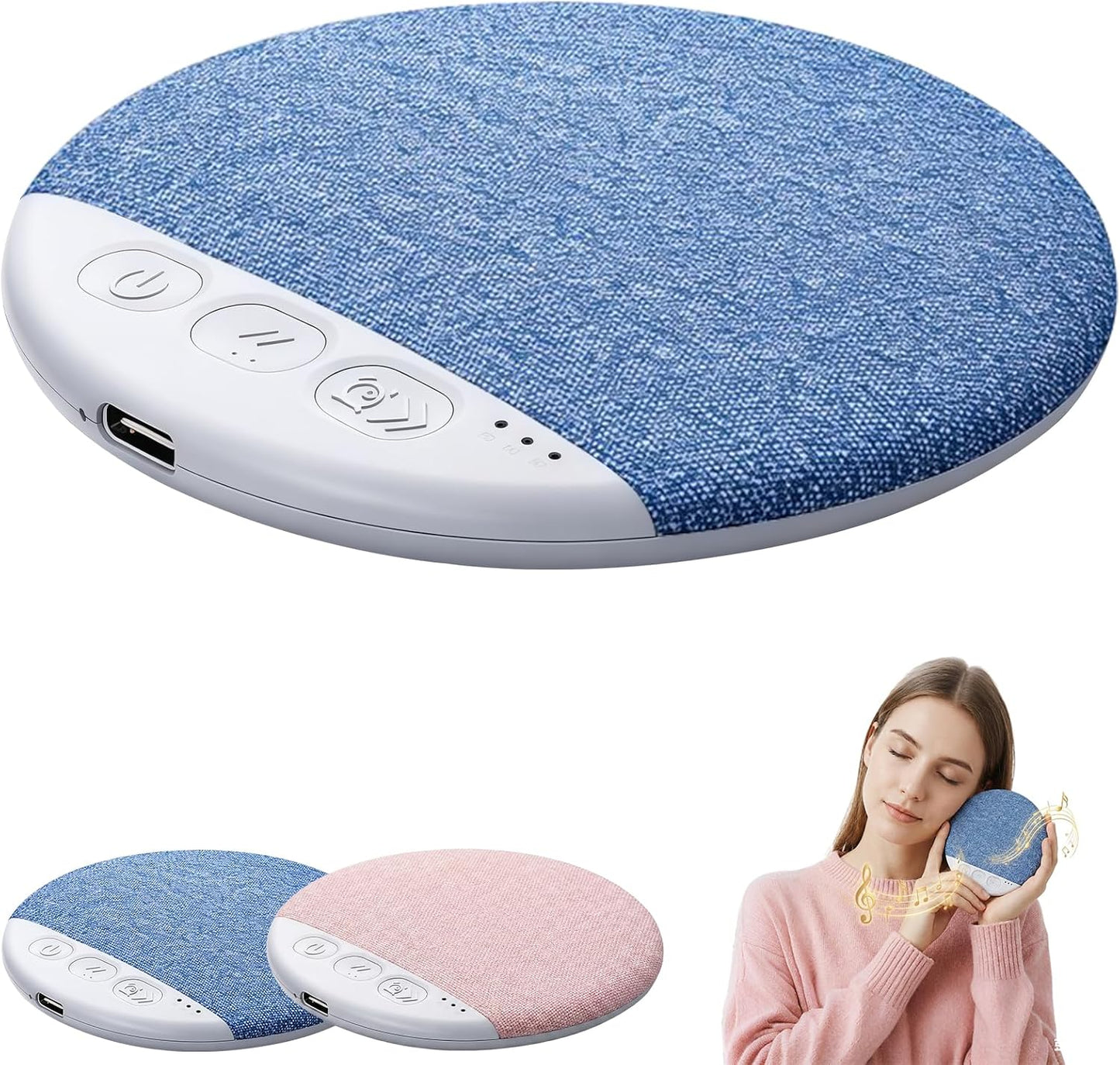 2026 New Sleep Pillow Speaker, Bluetooth Pillow Speaker with White Noise Timer Wireless Sleep Aid with Stereo Bass Private Sleep Headphones for Adult Kids (Blue)