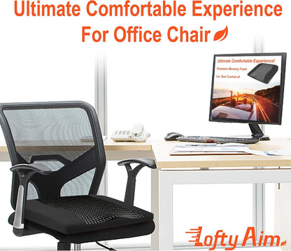 Lofty Aim Car Seat Cushion, Memory Foam Car Seat Cushions for Long Driving | Comfy Car Seat Pillow for Pain Relief, Driver Seat Cushion Adds Height, Butt Cushion for Car, Truck, Office Chair, Black