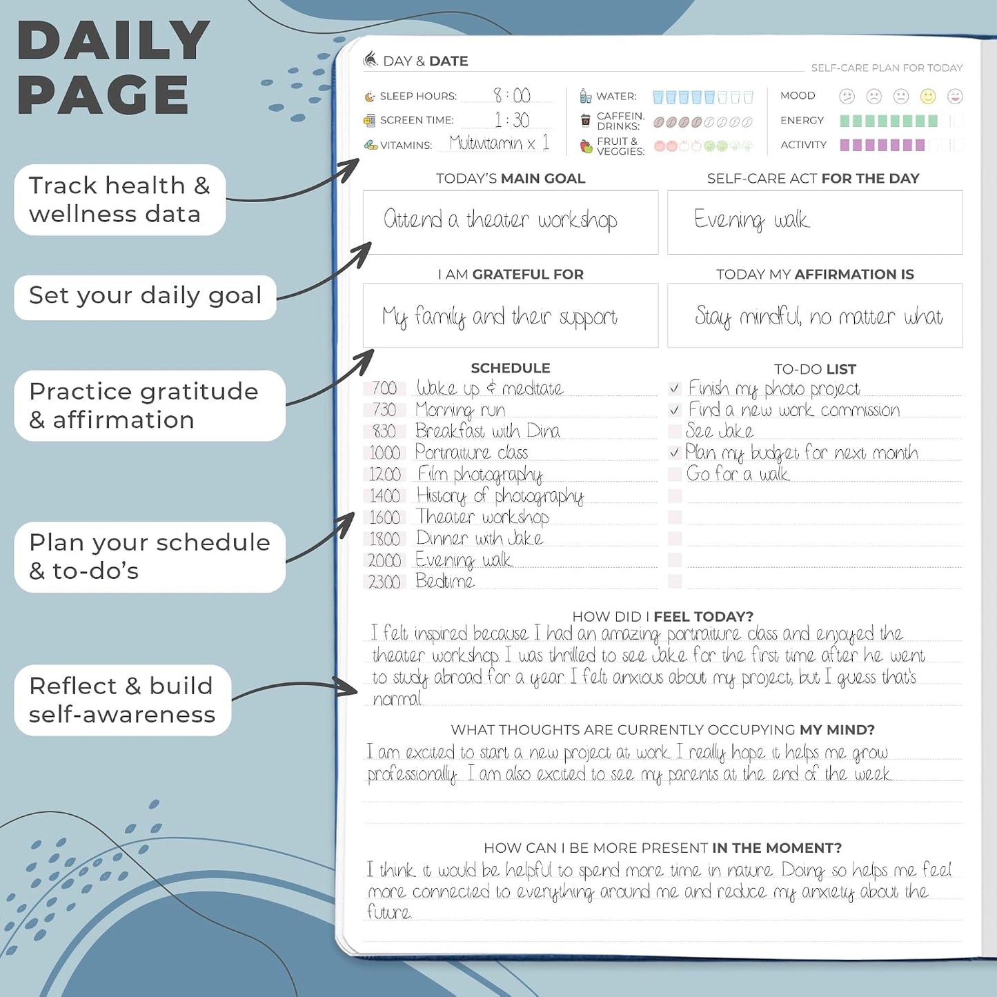Clever Fox Self-Care Journal PRO for Women, Mental Health, Seashell | Guided daily life reflection, wellness, gratitude, and mood prompts, habit tracker, 7x10 in, eco leather hardcover