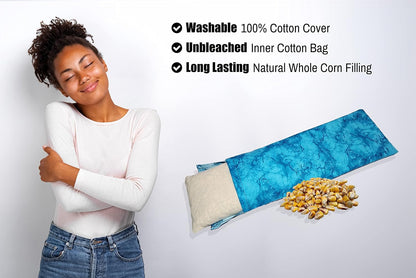 Microwavable Corn Filled Heating Pad and Cold Pack/Washable 100% Cotton Cover (Cross Hatch - Mint, 7.5in W x 11in L)