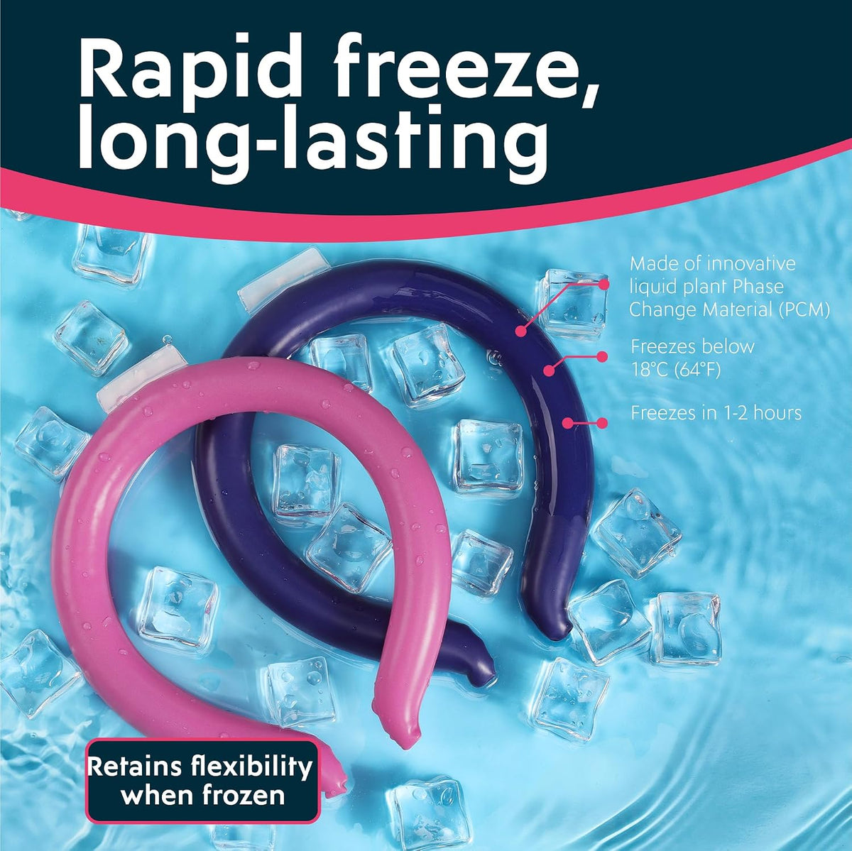 Magic Gel Neck Cooling Tube - Cooling Neck Ring - Reusable Ice Ring Wraps - Necks, Face Ice Coolers - Frozen Cool Wraps, Tubes for Summer Heat, Extremely Hot Weather - 2 Pack, B&W