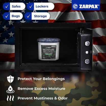 ZARPAX Moisture Absorber Activated Charcoal 10.5 oz/300g | Removes Moisture, Damp, Humidity & Odors | Odor Absorber | Moisture Trap for Bathroom, Closet, Kitchen & Small Spaces | Set of 4