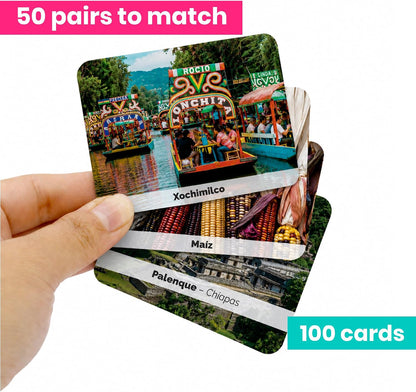 Menique Explore the World Memory Matching Game – Geography Game with 100 Photo Cards, 50 Countries, Flags & Landmarks – Travel Card Game with Educational Booklet, Ages 3+