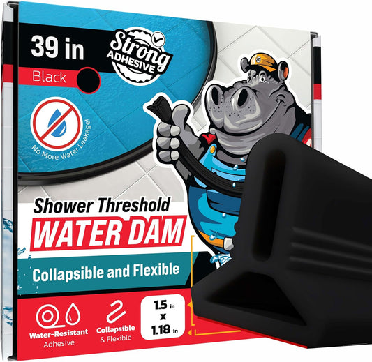 67" White Shower Threshold Water Dam Barrier, 1.5" Tall Water Stopper Strip | Flexible 1.5-inch-tall door seal helps contain splashes, block leaks and keep bathroom floors dry around walk-in showers