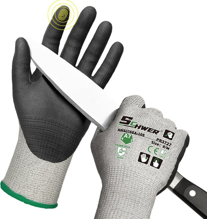 Schwer ProGuard A7 Cut Resistant Work Gloves for High Risk Work, PR3727, L | Reinforced Thumb, Non PFAS, Touch-screen, for WoodWorking, Precision Tasks, Electronic Maintenance, Machining, Fishing