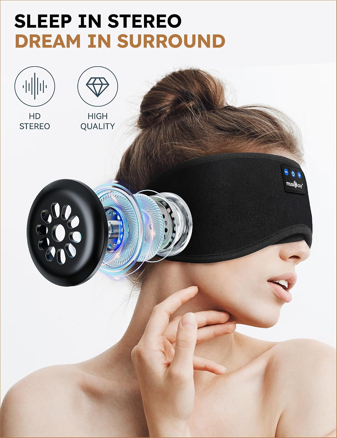 MUSICOZY Sleep Headphones Bluetooth 5.4 Sleep Mask with HD Sound