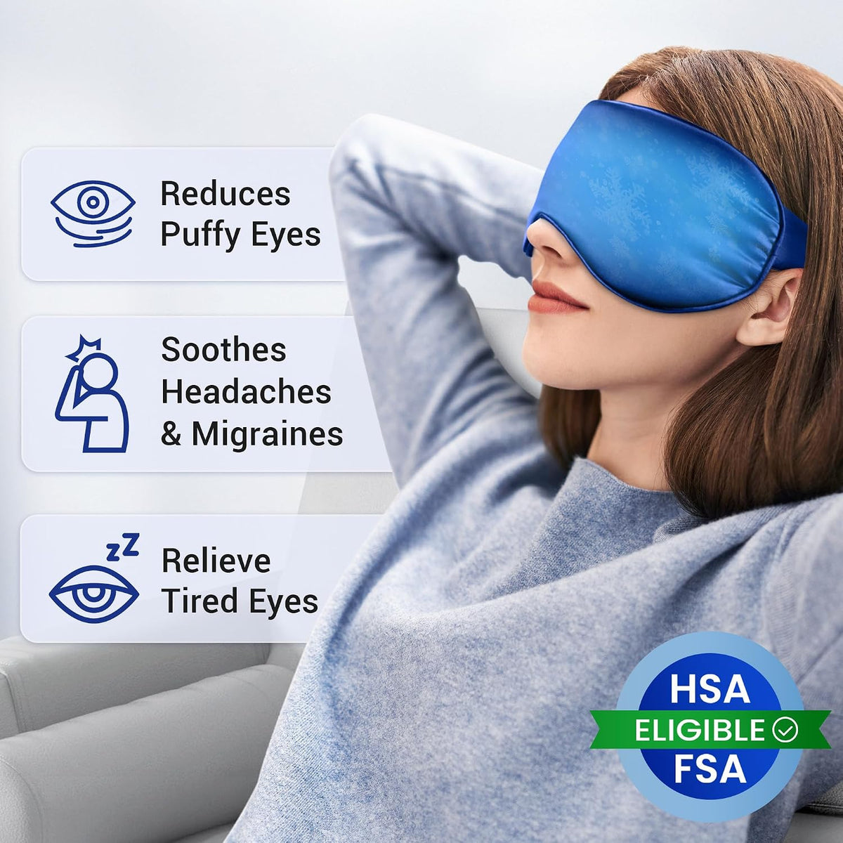 Cooling Eye Mask for Dark Circles Puffiness - Fsa Eligible Items Hsa, Cold Compress for Puffy Eyes Migraines Headache Sleeping After Surgery, Gentle Weighted Travel Essentials Gel Ice Pack (Black)