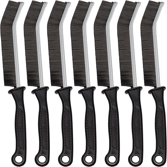 Crevice Cleaning Brush Set, Hard Bristle Grout Brush, 7-Pack | Narrow Cleaning Brushes with Stiff Bristles for Grout, Gaps, Kitchen Sinks, Bathroom Tiles, Window Tracks and Tight Spaces