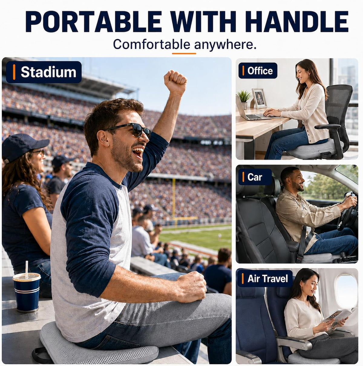 Sojoy iGelComfort 3 in 1 Foldable Gel Seat Cushion Featured with Memory Foam (A Must-Have Travel Cushion! Smart, Easy Travel Cushion) (Size: 18.5“ x 15" x 2")