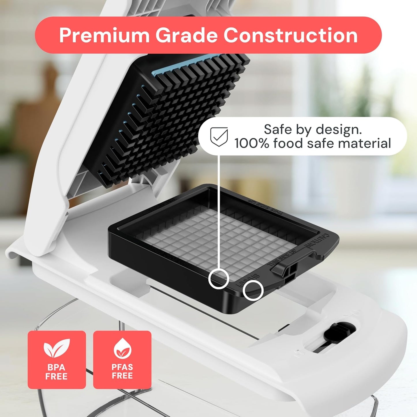 Fullstar Pro Core Vegetable Chopper & Mandoline Slicer, Meal Prep Essential | 6 in 1 Veggie Slicer, Onion & Fruit Slicer with Julienne, Grater & Dicer Stainless Steel Blades + Container (White)