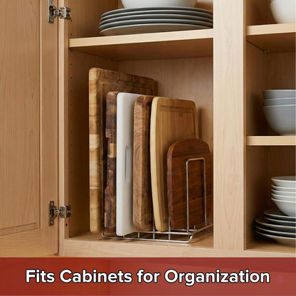 Commercial Cutting Board Rack, Fits 1" Thick Baking Pans and Sheets for Organizer - NSF Stainless Steel, Holds 6 Boards