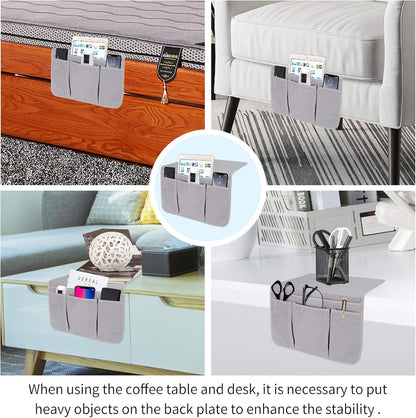 Bedside Caddy Bedside Storage Organizer Magazine Phone Tablet iPad Remote Holder, Organizer Caddy for Home College Dorm Bed, Sofa, Bunk Bed (Grey)