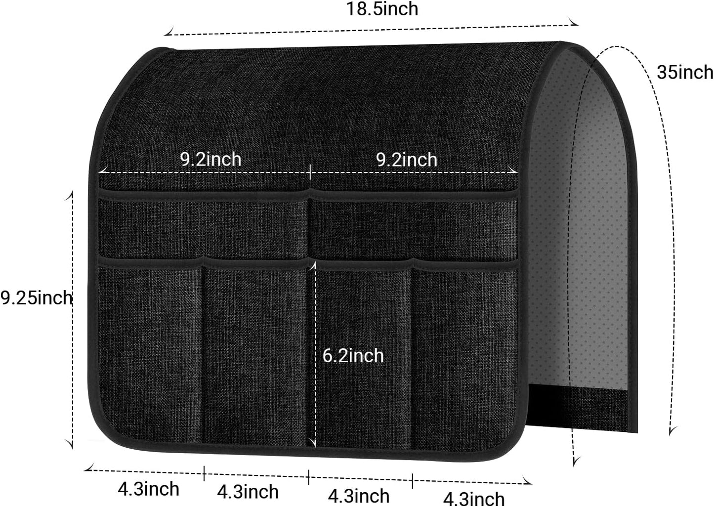 Armchair Caddy & Remote Control Holder for Couch & Recliner | Non-Slip Armrest Organizer with 6 Pockets for TV Remote, Phone, Tablet, Magazine & More, 19 x 35 Inches, Gray