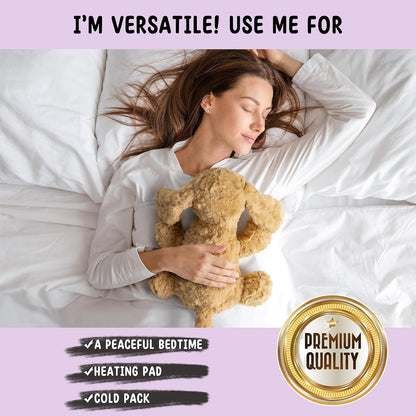 Bunny Microwavable & Weighted Stuffed Animals - 1.5 Lbs Unscented Heating Pad for Period Cramps Pain Relief and Anxiety, Cute Bunny Plush Toys Gifts for Women Girls Adults and Kids by Happy Fuel