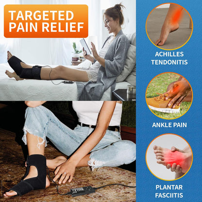 sticro Ankle Heating Pad for Achilles Tendonitis and Plantar Fasciitis Relief, Heated Ankle Brace Foot Heating Pad Wrap with Massage Ball for Sprained Ankle, Arthritis Foot Heel Pain Relief (Gray)