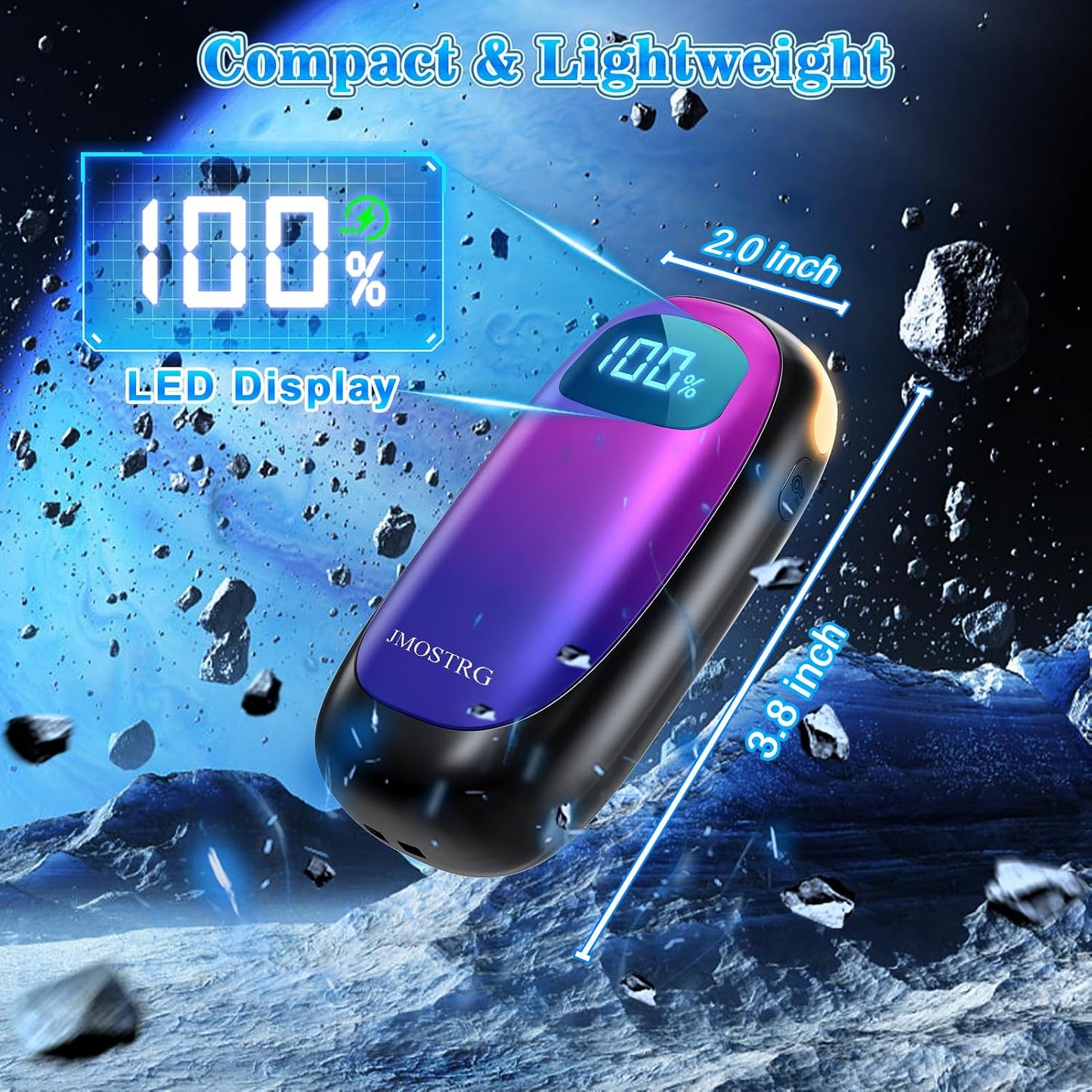 Hand Warmers Rechargeable, Electric Dual-Sided Heating with LED Display & Flashlight, Max 127℉, 13Hrs Long Lasting Pocket Heater for Raynauds, Golf, Hunting, Camping, Birthday Gifts for Men Women