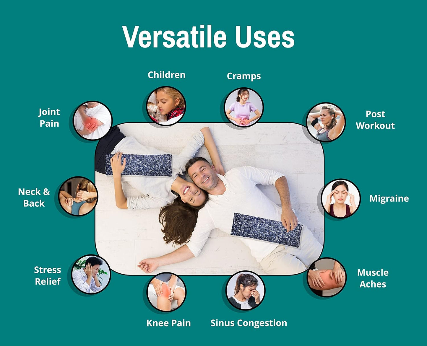 Microwavable Corn Filled Heating Pad and Cold Pack/Washable 100% Cotton Cover (Cross Hatch - Mint, 7.5in W x 11in L)