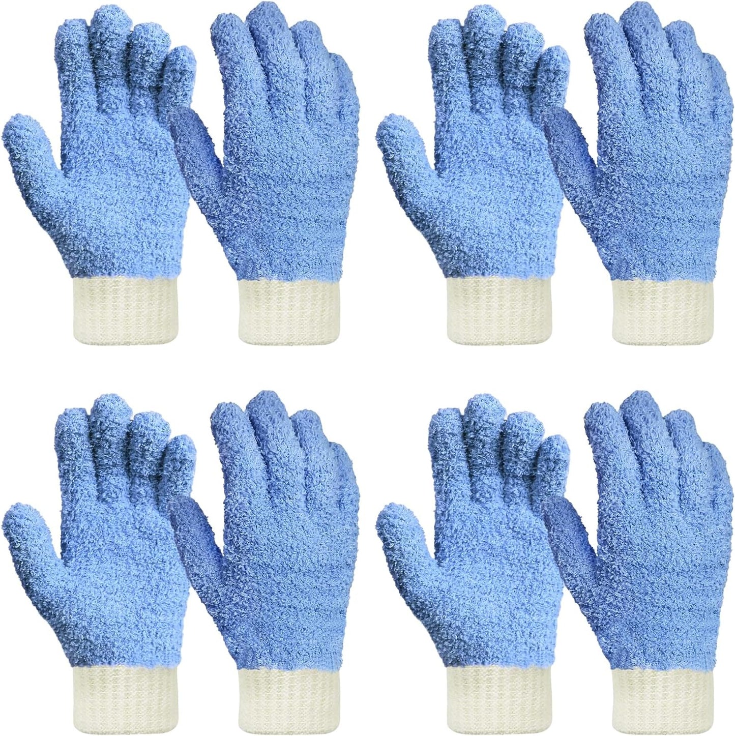 MIG4U Microfiber Dusting Gloves House Cleaning Glove for Blinds, Windows, Shutters, Furniture, and Car, Reusable Lint-Free Blue 1 Pair S/M