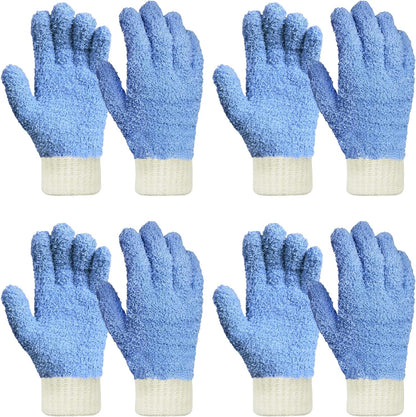 MIG4U Microfiber Dusting Gloves House Cleaning Glove for Blinds, Windows, Shutters, Furniture, and Car, Reusable Lint-Free Blue 1 Pair S/M