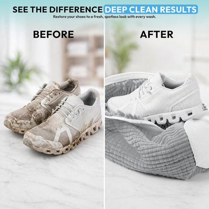 Shoe Washing Machine Bag - 360° Deep Clean shoe washing bag - 2Pc | Laundry Shoe Bag for Washer and Dryer - Reusable Shoe Cleaning Bag -Shoe Bag for Washing Sneakers etc with Zip Lock - Yellow