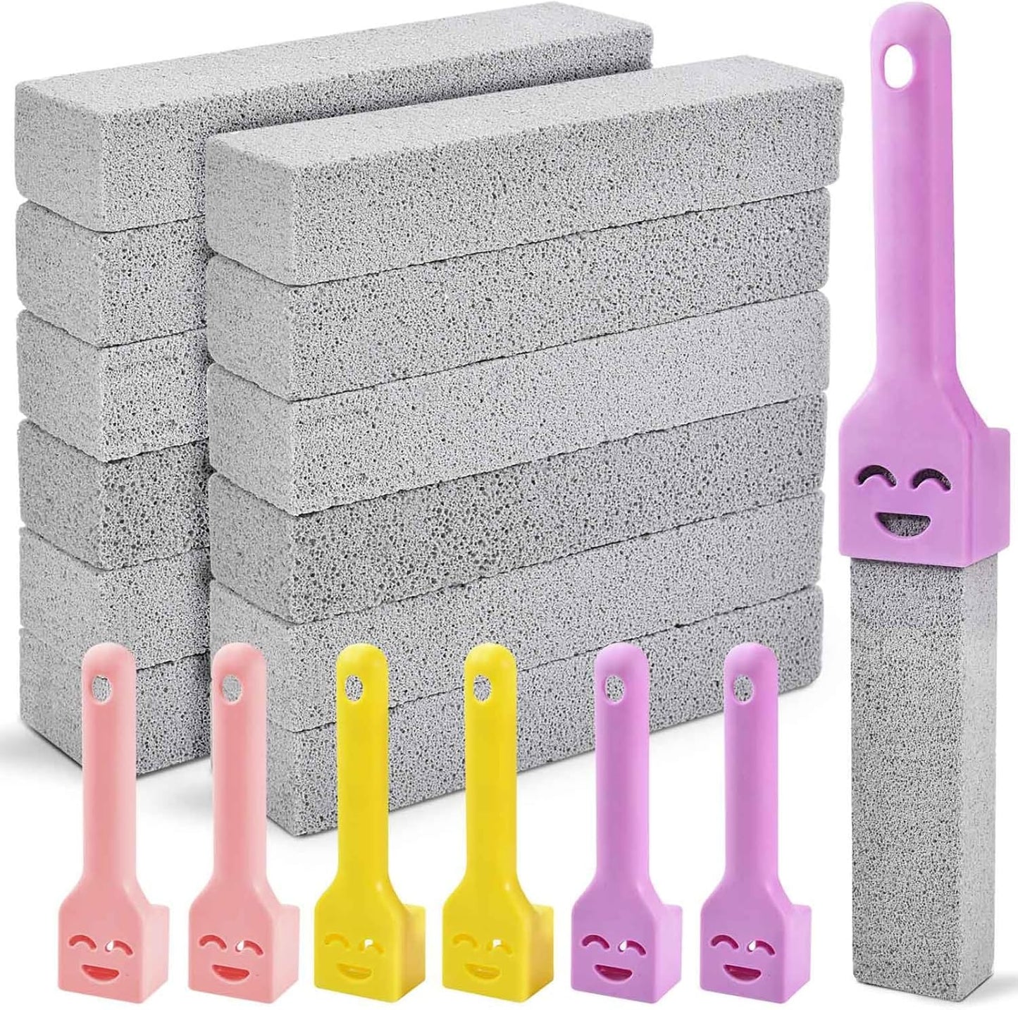 9 Pack Cleaning Pumice Stone Toilet Bowl Stick Cleaner with Handle Hard Water Ring Calcium Buildup Stains Remover Powerfully for Cleaning Toilet Bathtubs Kitchen Sink Grill Pools